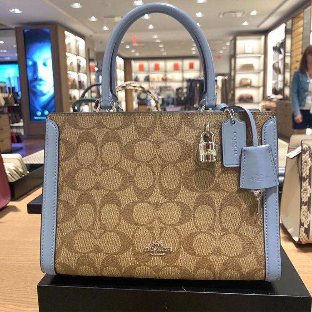 Coach NEW Signature Blue Snake Lthr Sm Zoe